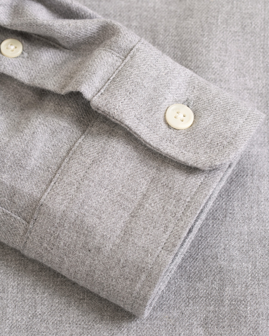 Herre | Skjorter | A Day's March | Soft Flannel Shirt Grey Melange