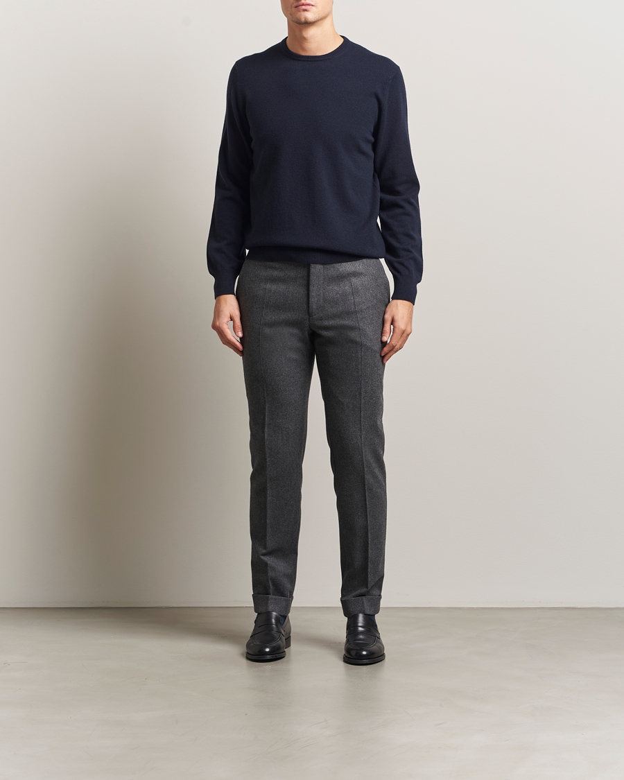 Herre | Trøjer | Piacenza Cashmere | Cashmere Crew Neck Sweater Navy
