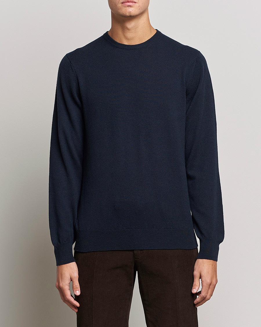 Herre | Kashmirtrøjer | Piacenza Cashmere | Cashmere Crew Neck Sweater Navy