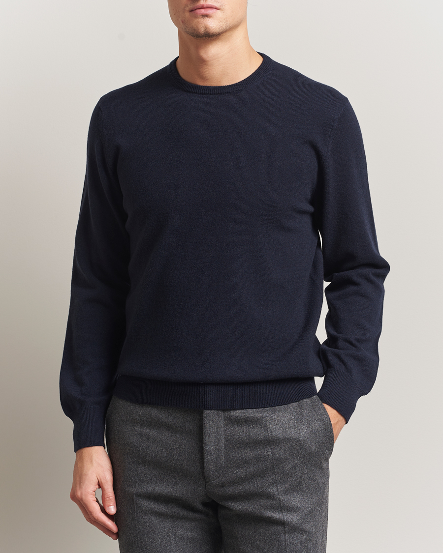 Herre | Trøjer | Piacenza Cashmere | Cashmere Crew Neck Sweater Navy