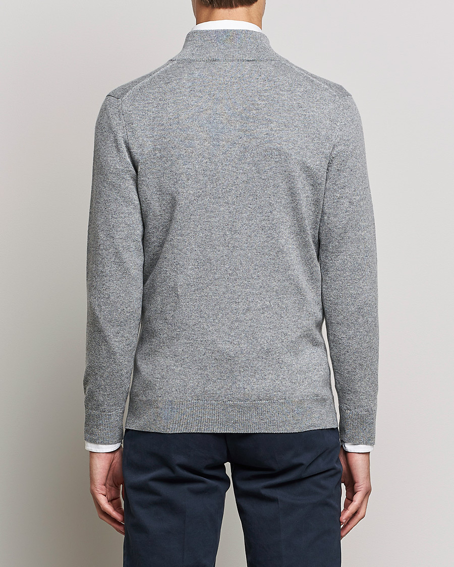 Herre | Trøjer | Piacenza Cashmere | Cashmere Half Zip Sweater Light Grey