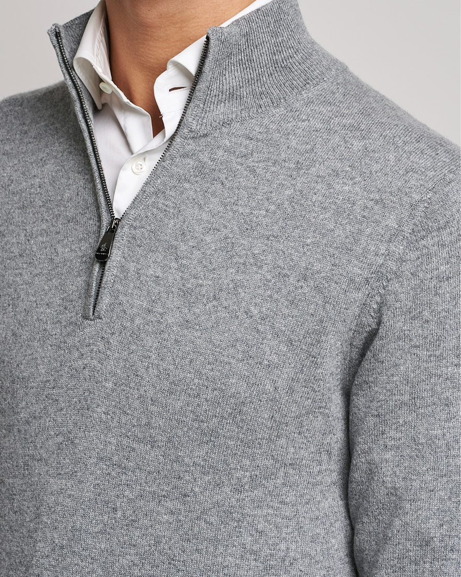 Herre | Trøjer | Piacenza Cashmere | Cashmere Half Zip Sweater Light Grey