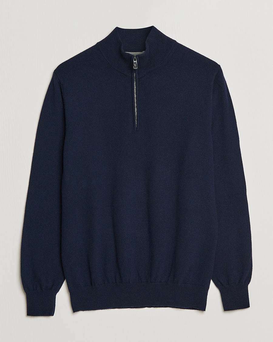 Herre | Trøjer | Piacenza Cashmere | Cashmere Half Zip Sweater Navy