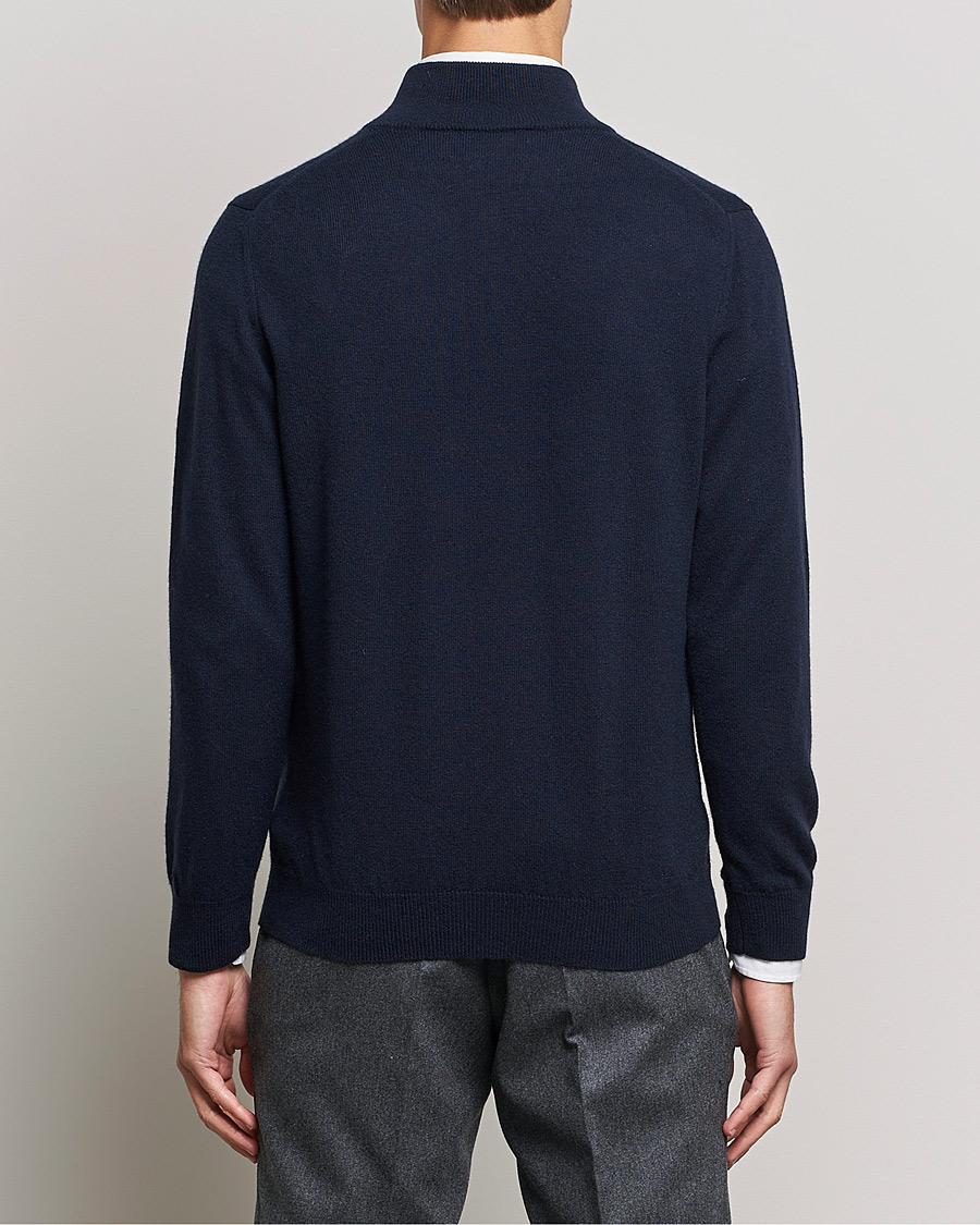 Herre | Trøjer | Piacenza Cashmere | Cashmere Half Zip Sweater Navy