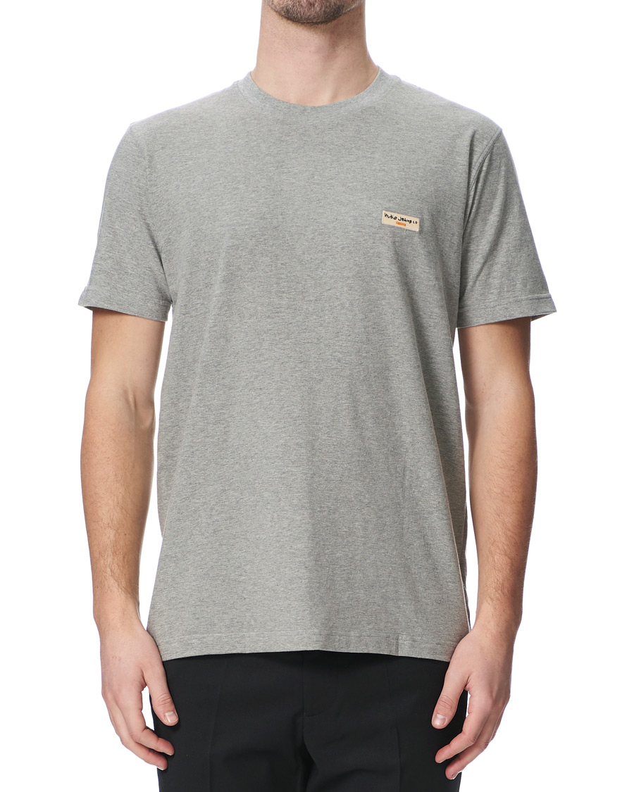 Herre | T-Shirts | Nudie Jeans | Daniel Logo Tee Grey Melange