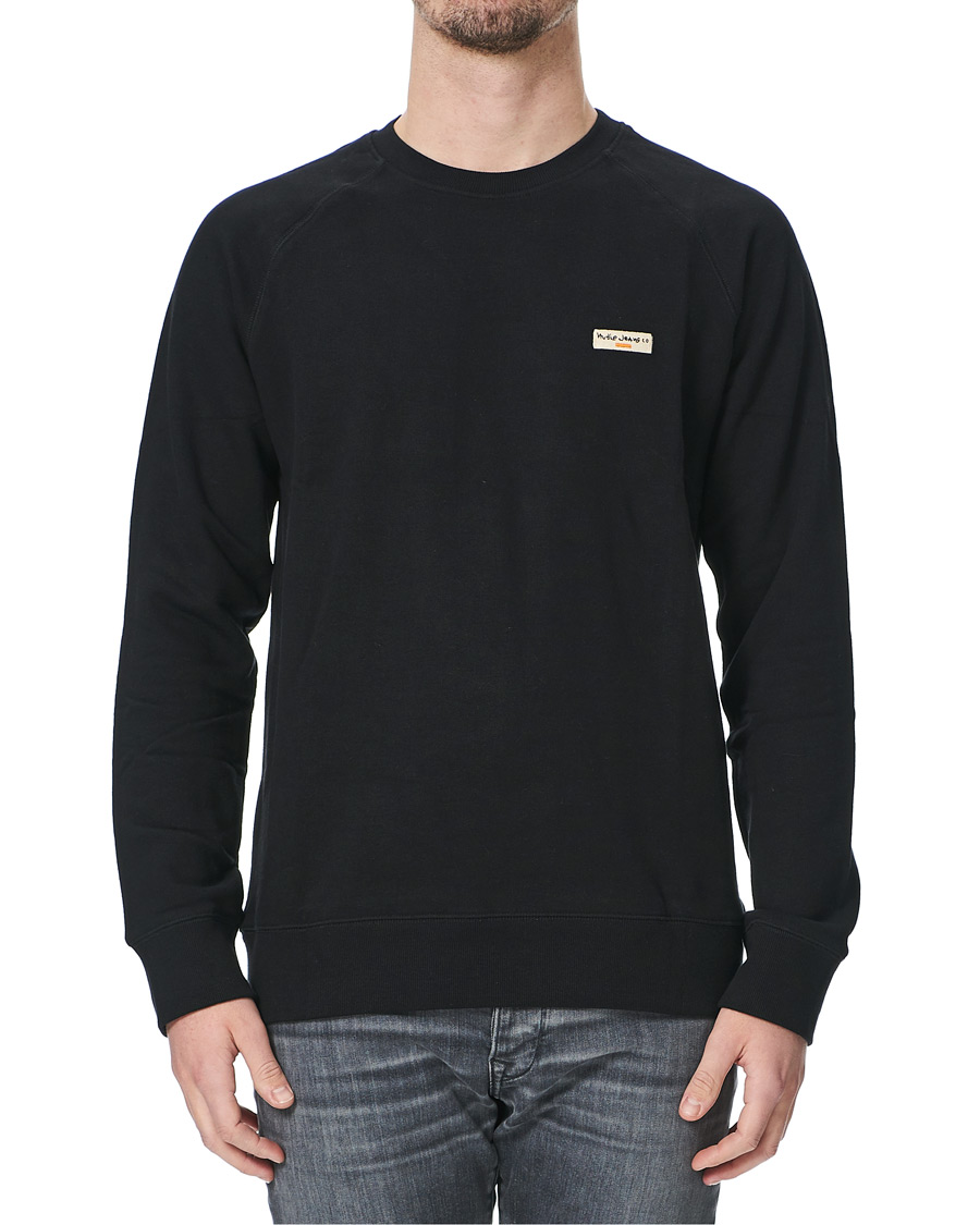 Herre | Trøjer | Nudie Jeans | Samuel Logo Crew Neck Sweatshirt Black