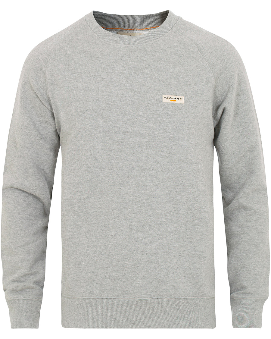 Herre | Trøjer | Nudie Jeans | Samuel Logo Crew Neck Sweatshirt Grey Melange