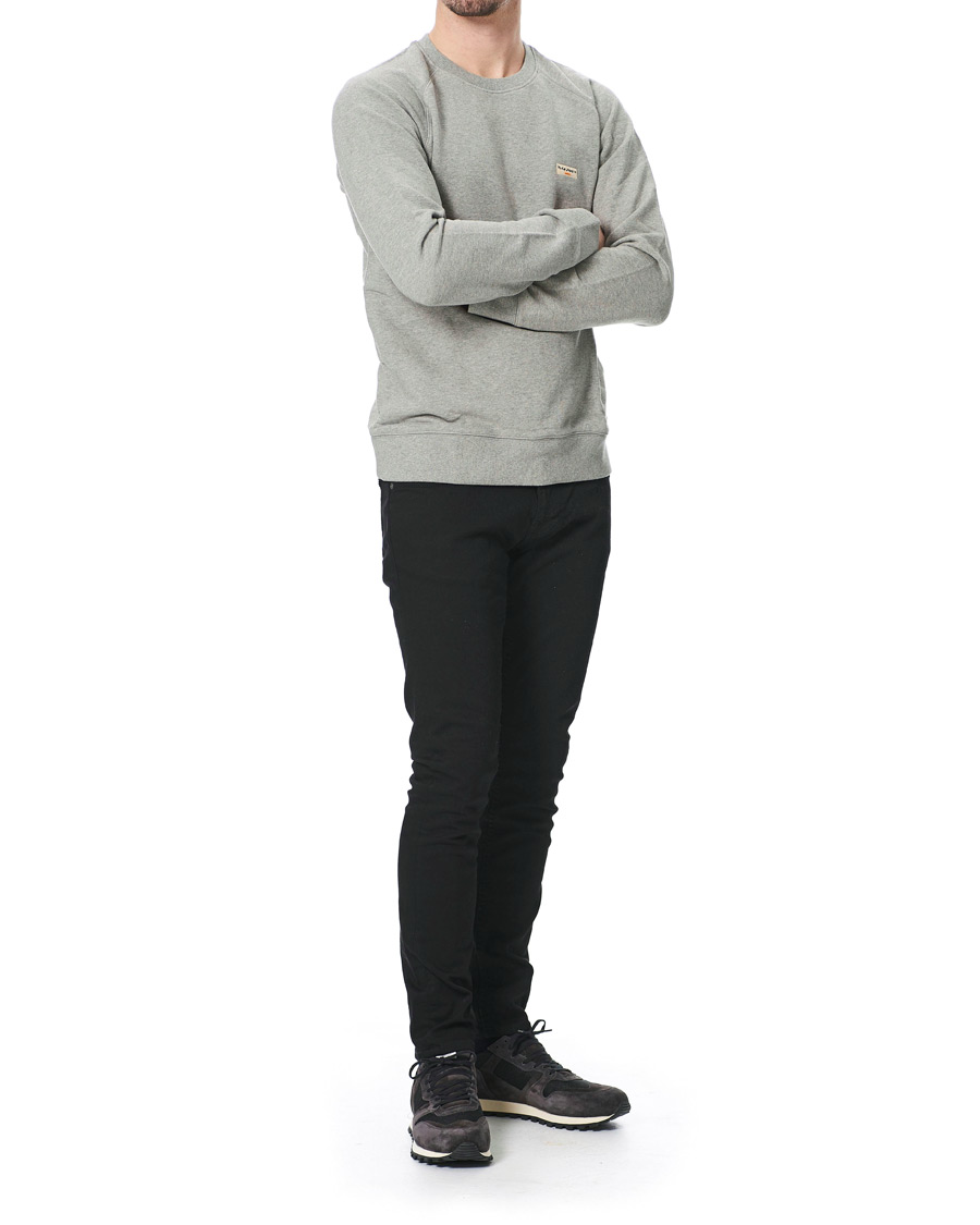 Herre | Trøjer | Nudie Jeans | Samuel Logo Crew Neck Sweatshirt Grey Melange
