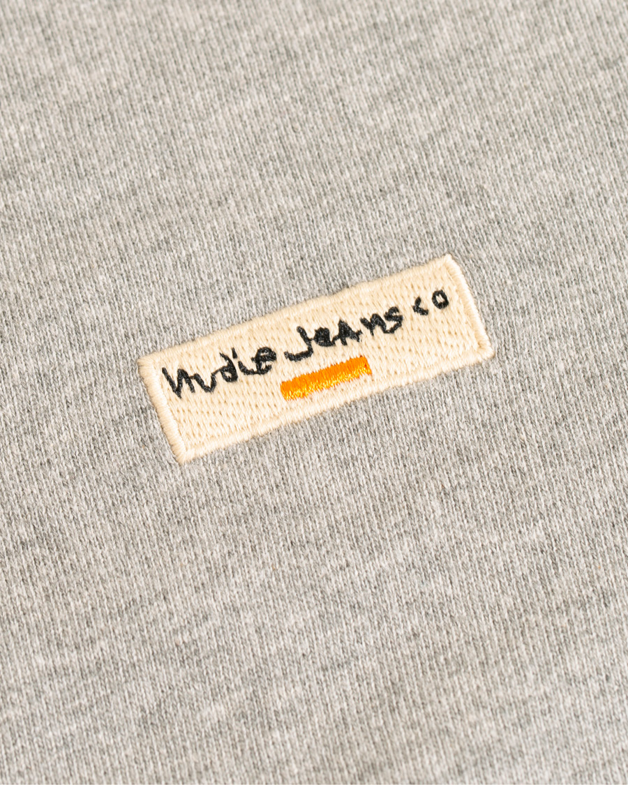 Herre | Trøjer | Nudie Jeans | Samuel Logo Crew Neck Sweatshirt Grey Melange