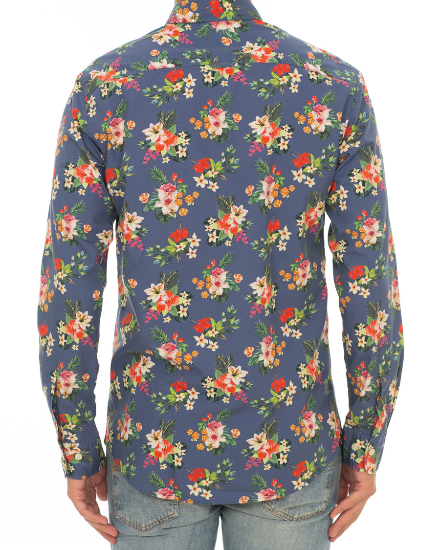 Herre | Skjorter | Morris | Dan Button Down Flower Shirt Blue