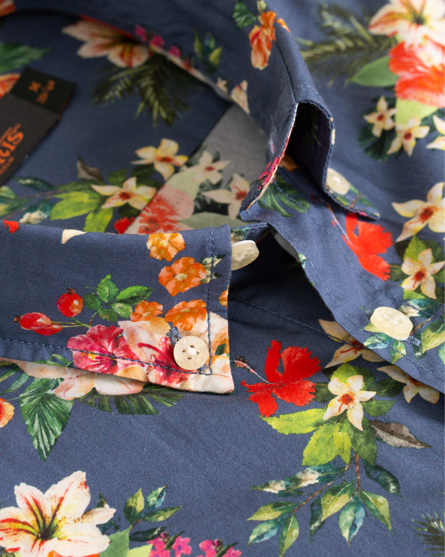 Herre | Skjorter | Morris | Dan Button Down Flower Shirt Blue