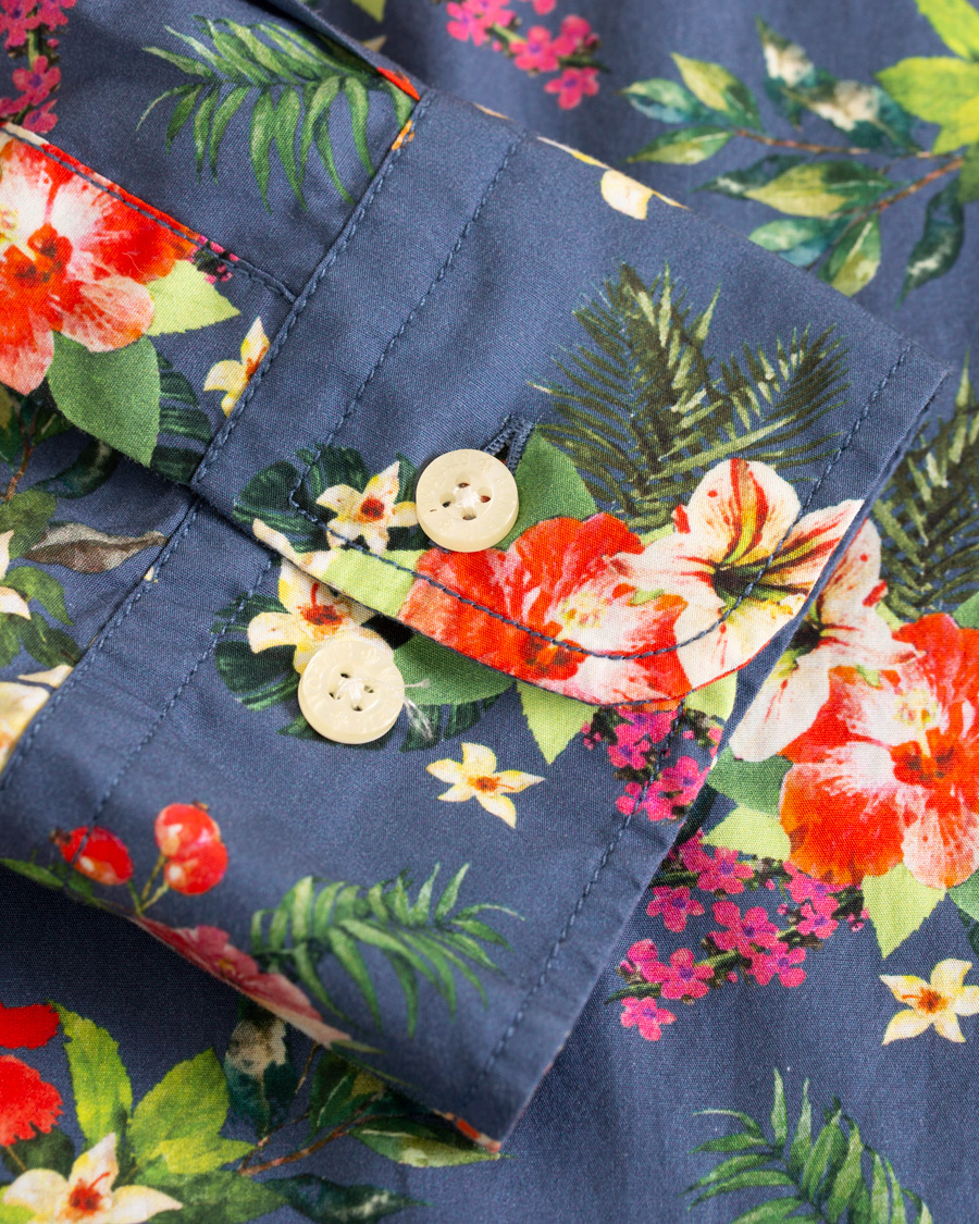 Herre | Skjorter | Morris | Dan Button Down Flower Shirt Blue