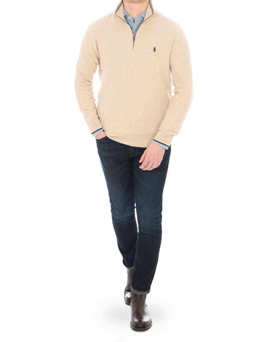 Herre | Trøjer | Polo Ralph Lauren | Texture Half Zip Oatmeal Heather