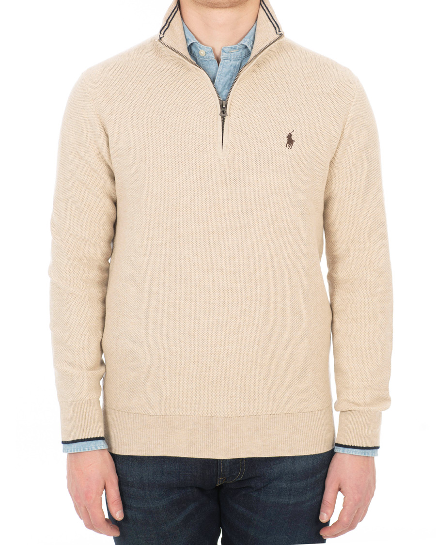 Herre | Trøjer | Polo Ralph Lauren | Texture Half Zip Oatmeal Heather
