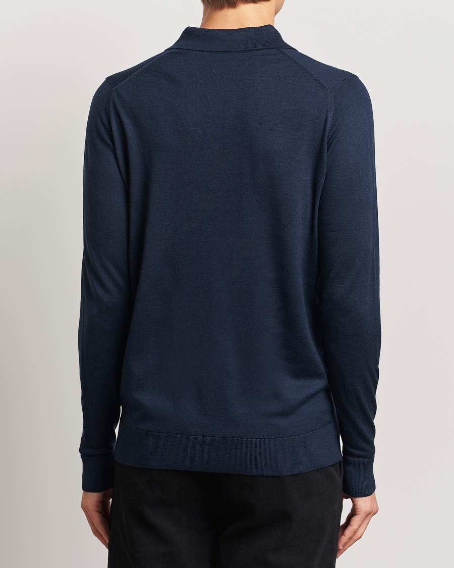 Herre | Trøjer | Sunspel | Long Sleeve Polo Navy