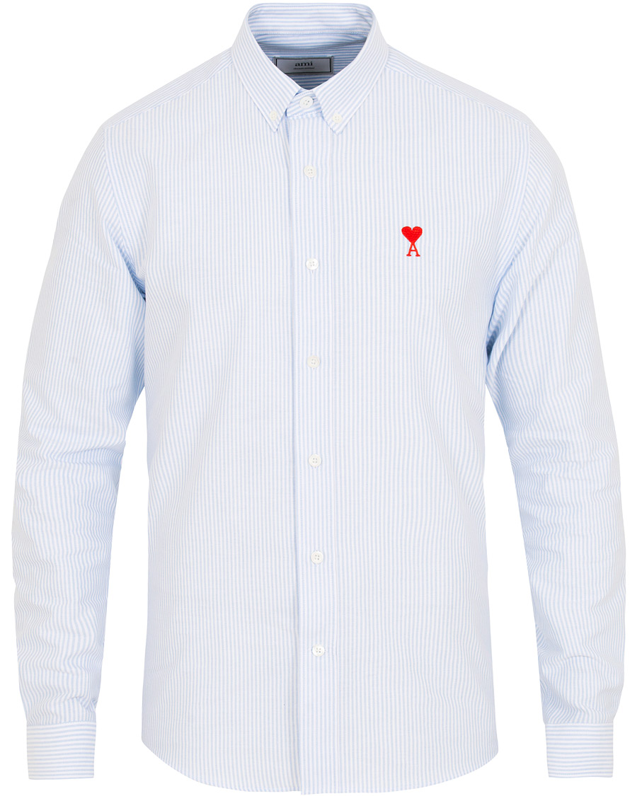 Herre | Skjorter | AMI | Striped Oxford Shirt White/Blue