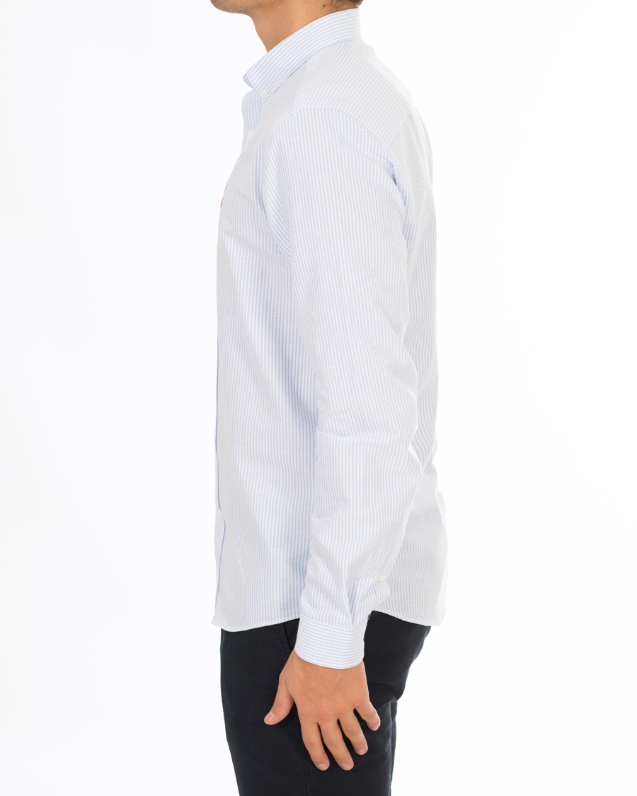 Herre | Skjorter | AMI | Striped Oxford Shirt White/Blue