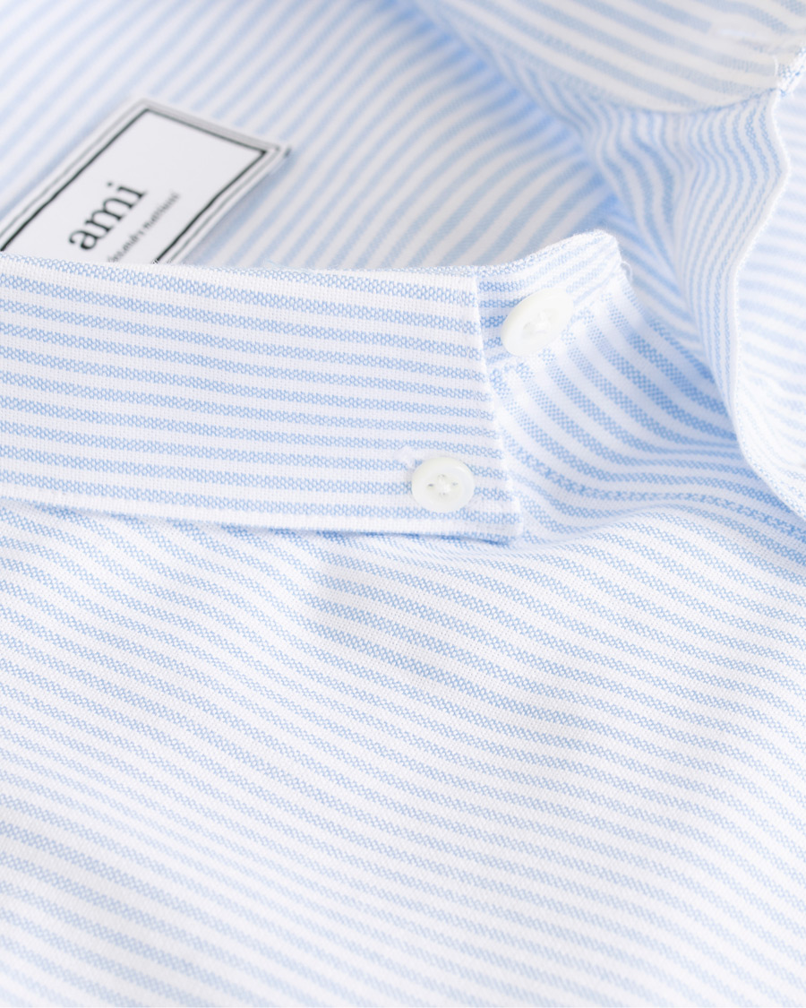 Herre | Skjorter | AMI | Striped Oxford Shirt White/Blue