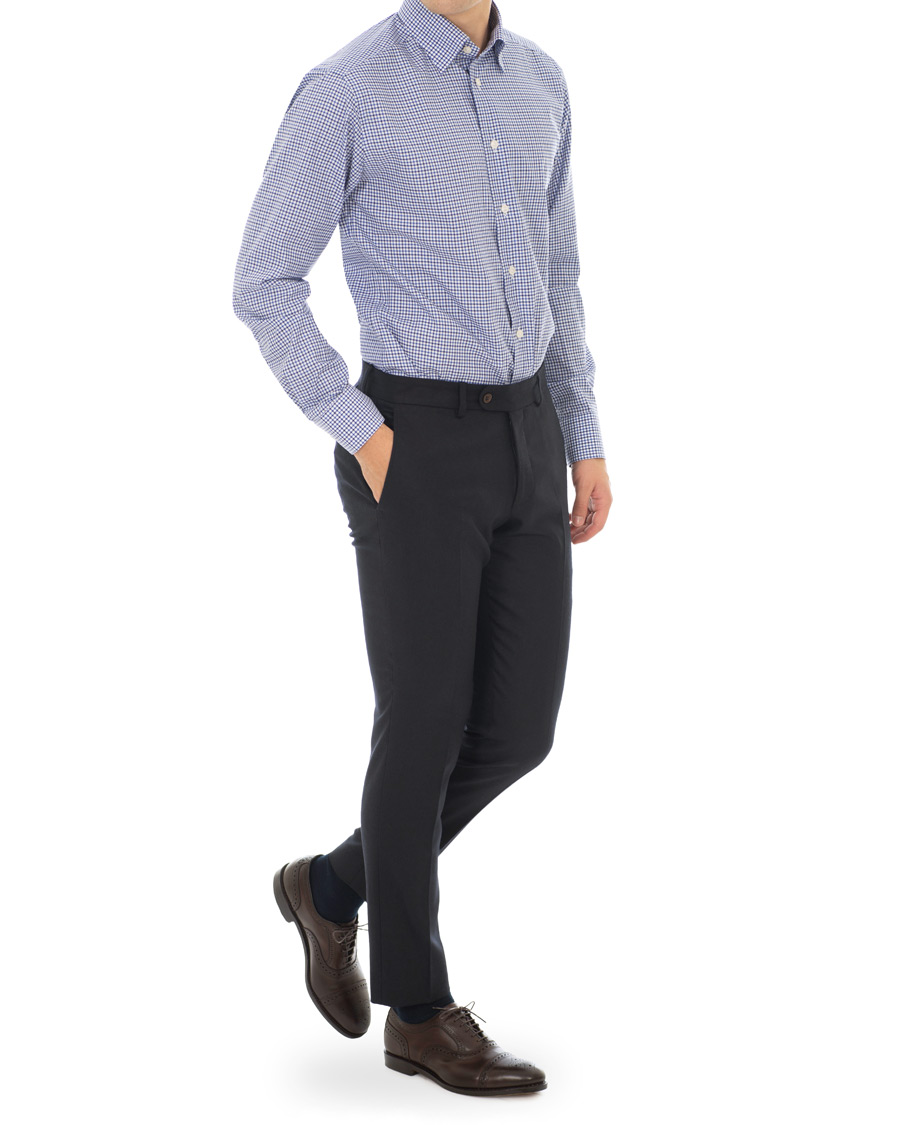 Herre | Skjorter | Eton | Slim Fit Micro Check Cut Away Shirt White/Blue