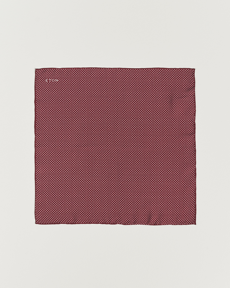 Herre | Lommeklude | Eton | Silk Polka Dot Pocket Square Wine
