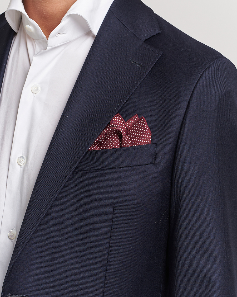 Herre |  | Eton | Silk Polka Dot Pocket Square Wine