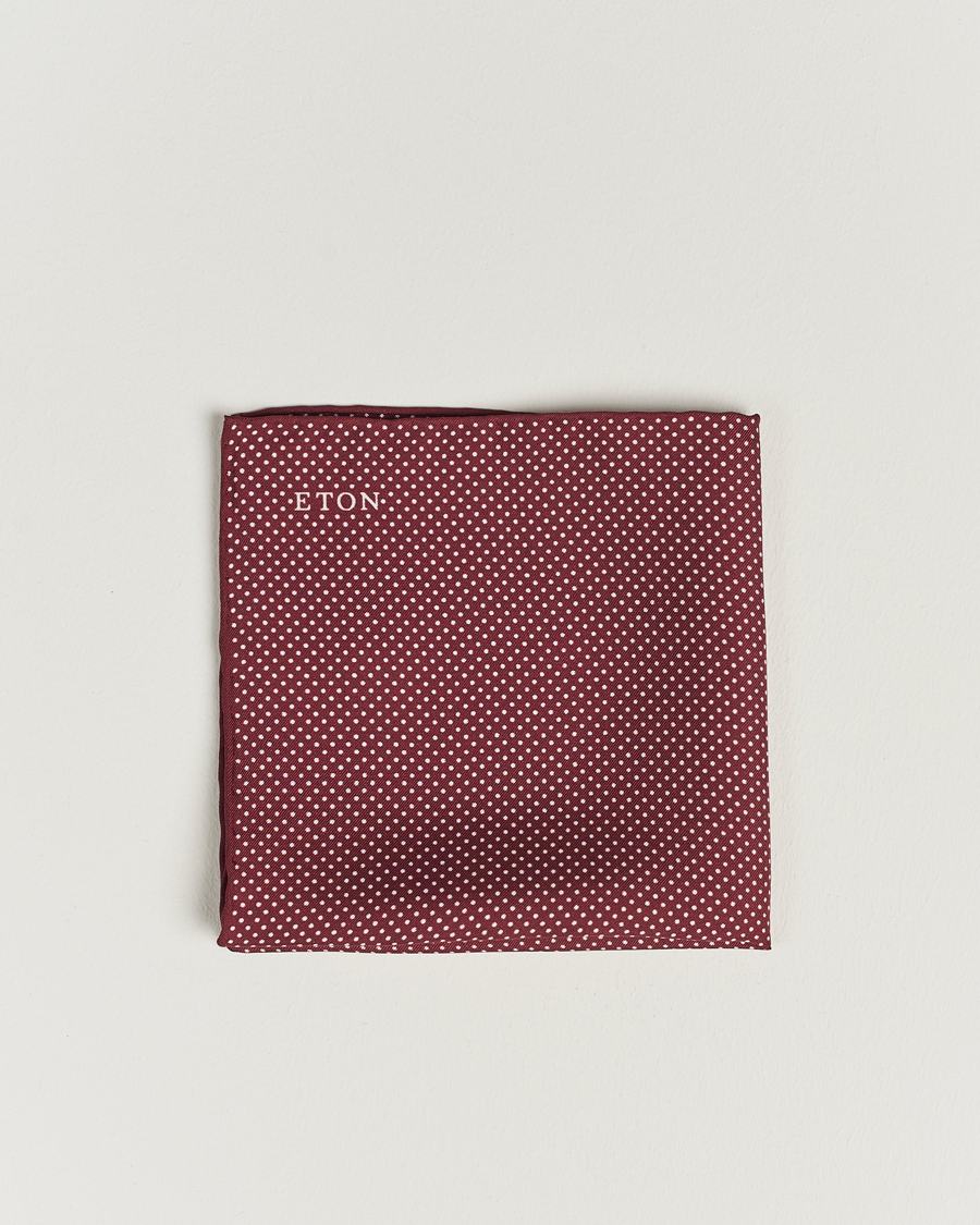 Herre | Lommeklude | Eton | Silk Polka Dot Pocket Square Wine