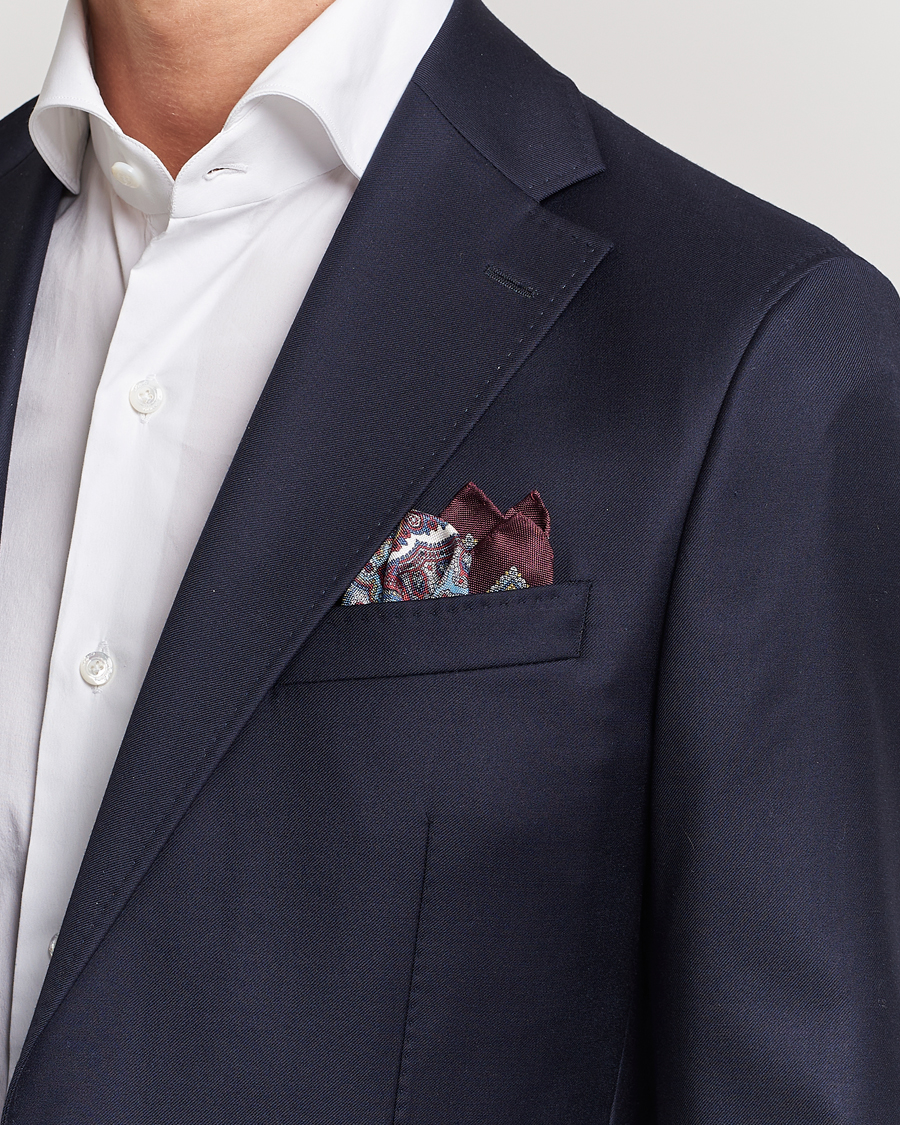 Herre | Afdelinger | Eton | Silk Paisley Print Pocket Square Red