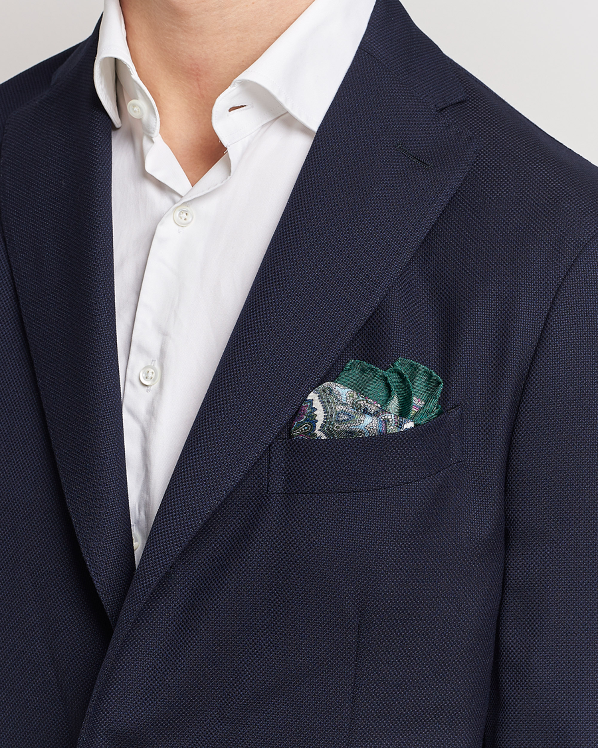 Herre | Lommeklude | Eton | Silk Paisley Print Pocket Square Green