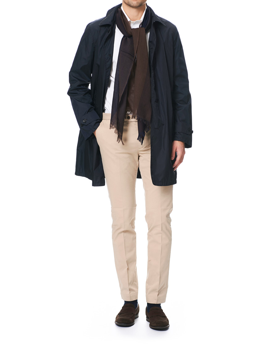 Herre | Eton Merino Wool Block Coloured Scarf Blue | Eton | Merino Wool Block Coloured Scarf Blue