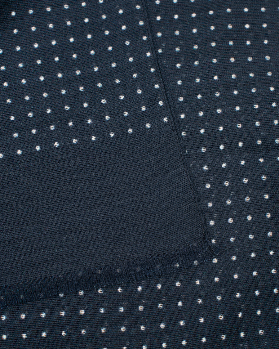Herre | Tørklæde | Eton | Silk Wool Polka Dot Scarf Blue