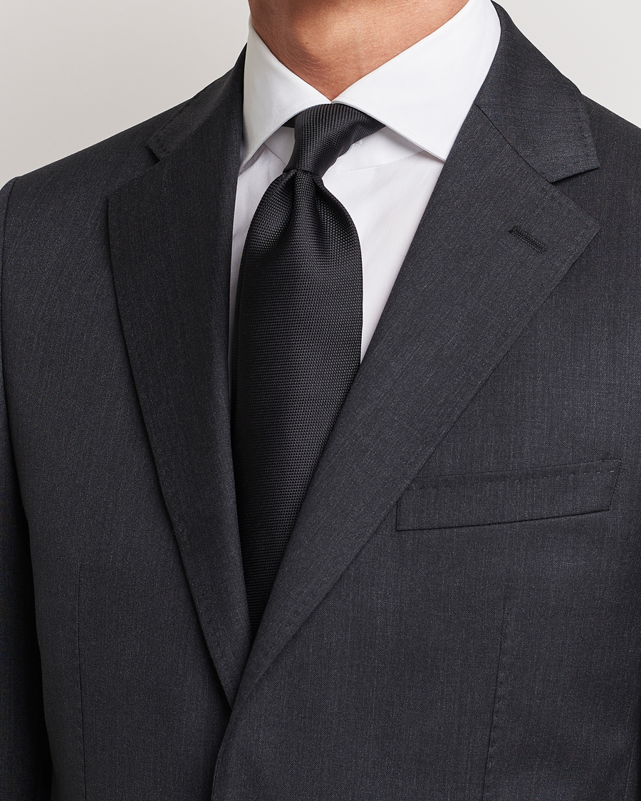 Herre | Business & Beyond | Eton | Silk Basket Weave Tie Faded Black