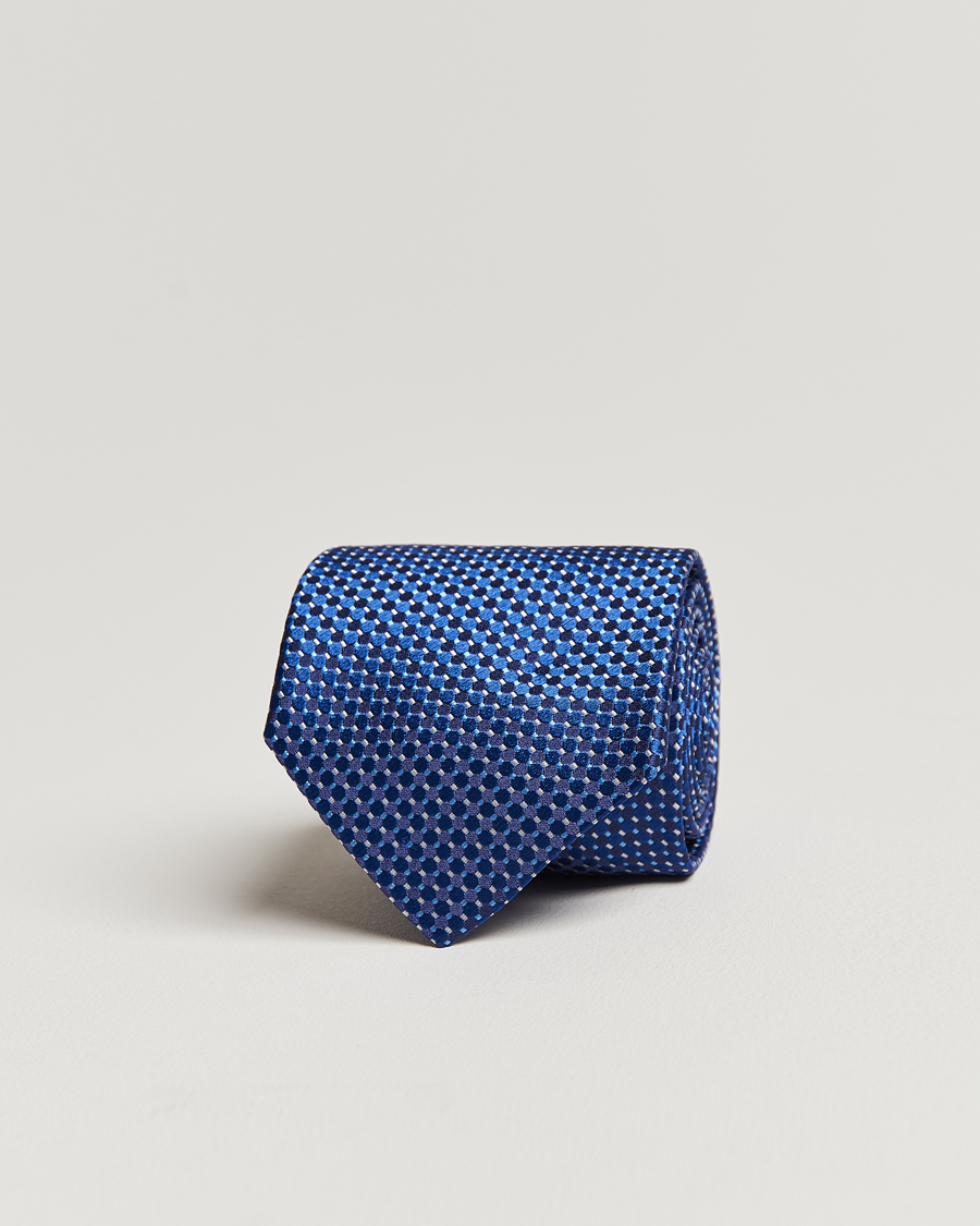 Herre | Slips | Eton | Silk Geometric Weave Tie Navy