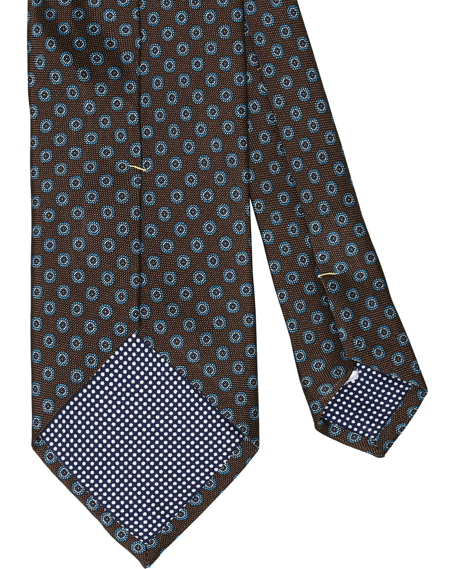 Herre |  | Eton | Silk Geometric Print Tie Brown