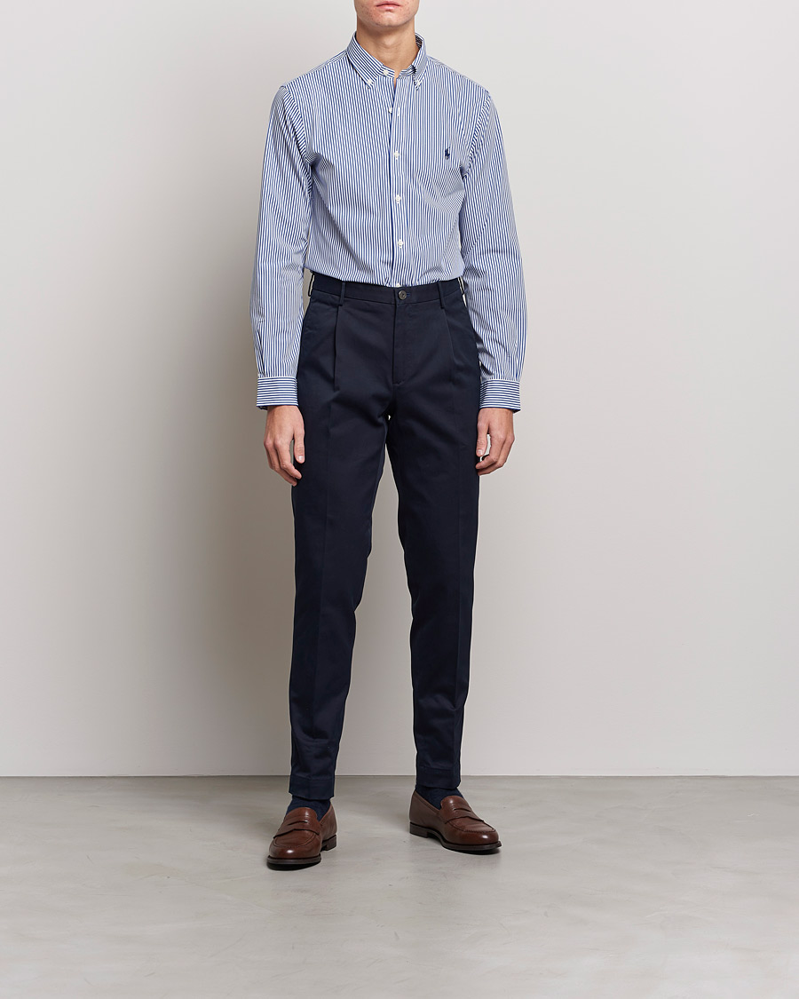 Herre | Skjorter | Polo Ralph Lauren | Slim Fit Big Stripe Poplin Shirt Blue/White