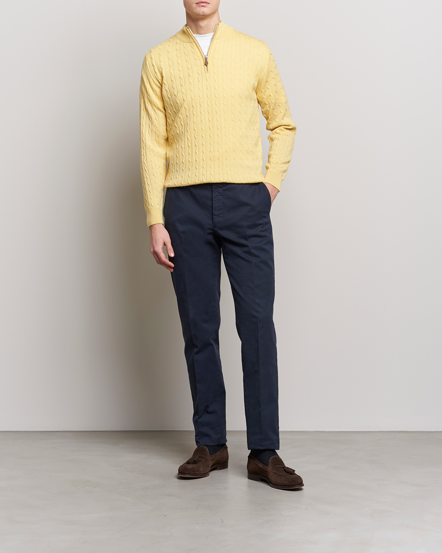 Herre | Trøjer | Stenströms | Merino Cable Half Zip Yellow