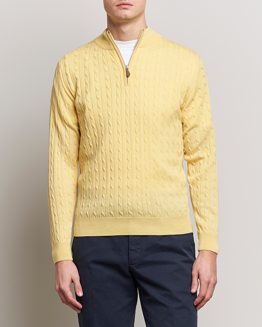 Herre | Trøjer | Stenströms | Merino Cable Half Zip Yellow