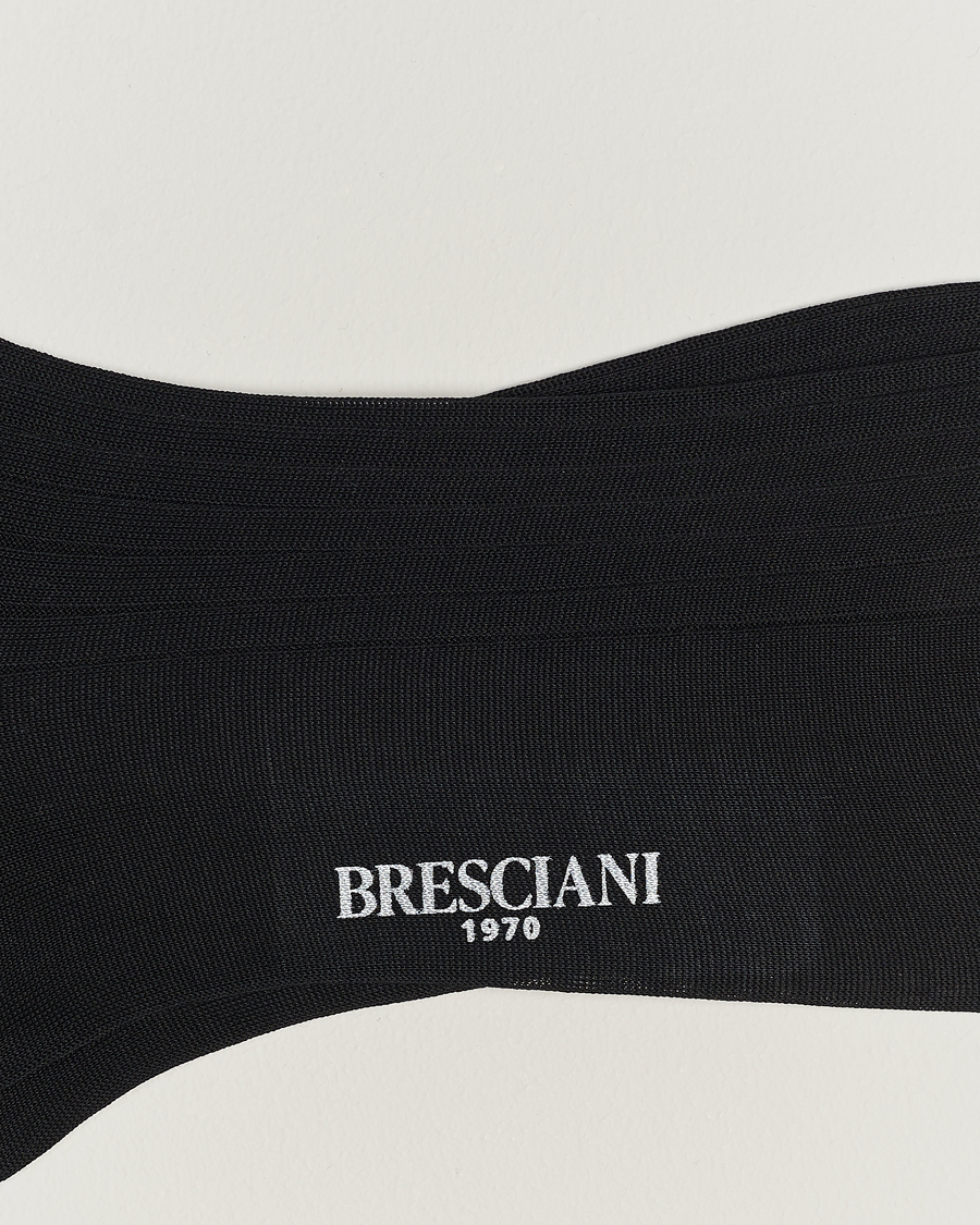 Herre |  | Bresciani | Cotton Ribbed Short Socks Black