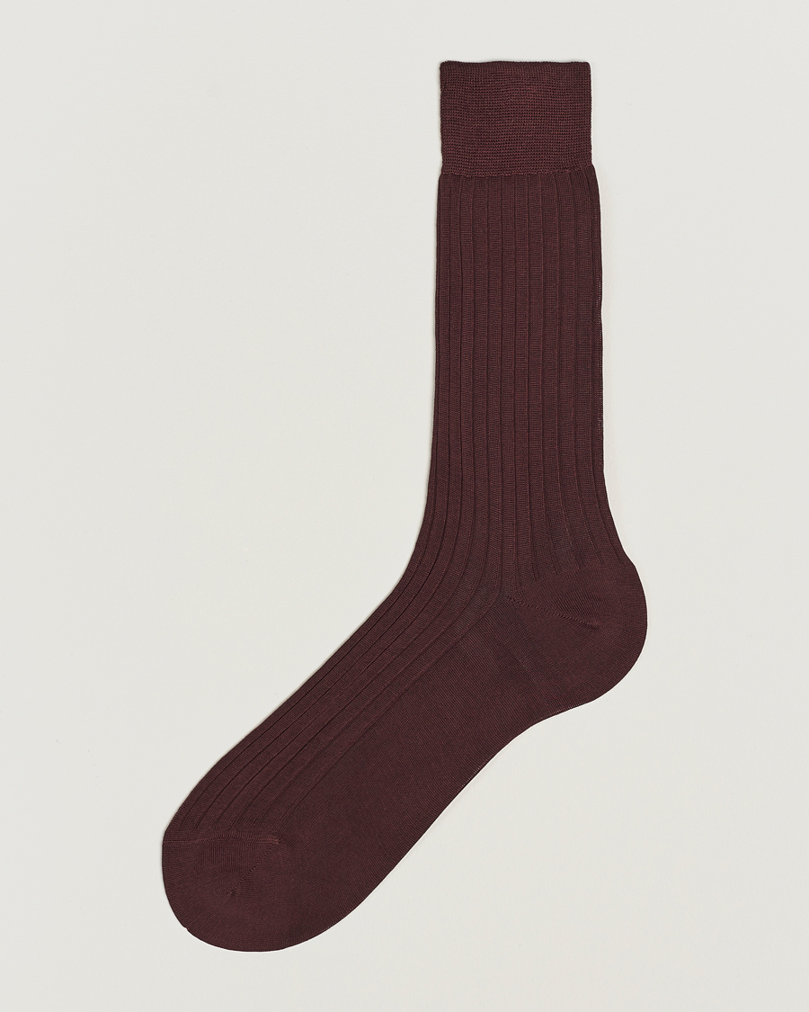Herre | Undertøj | Bresciani | Cotton Ribbed Short Socks Burgundy