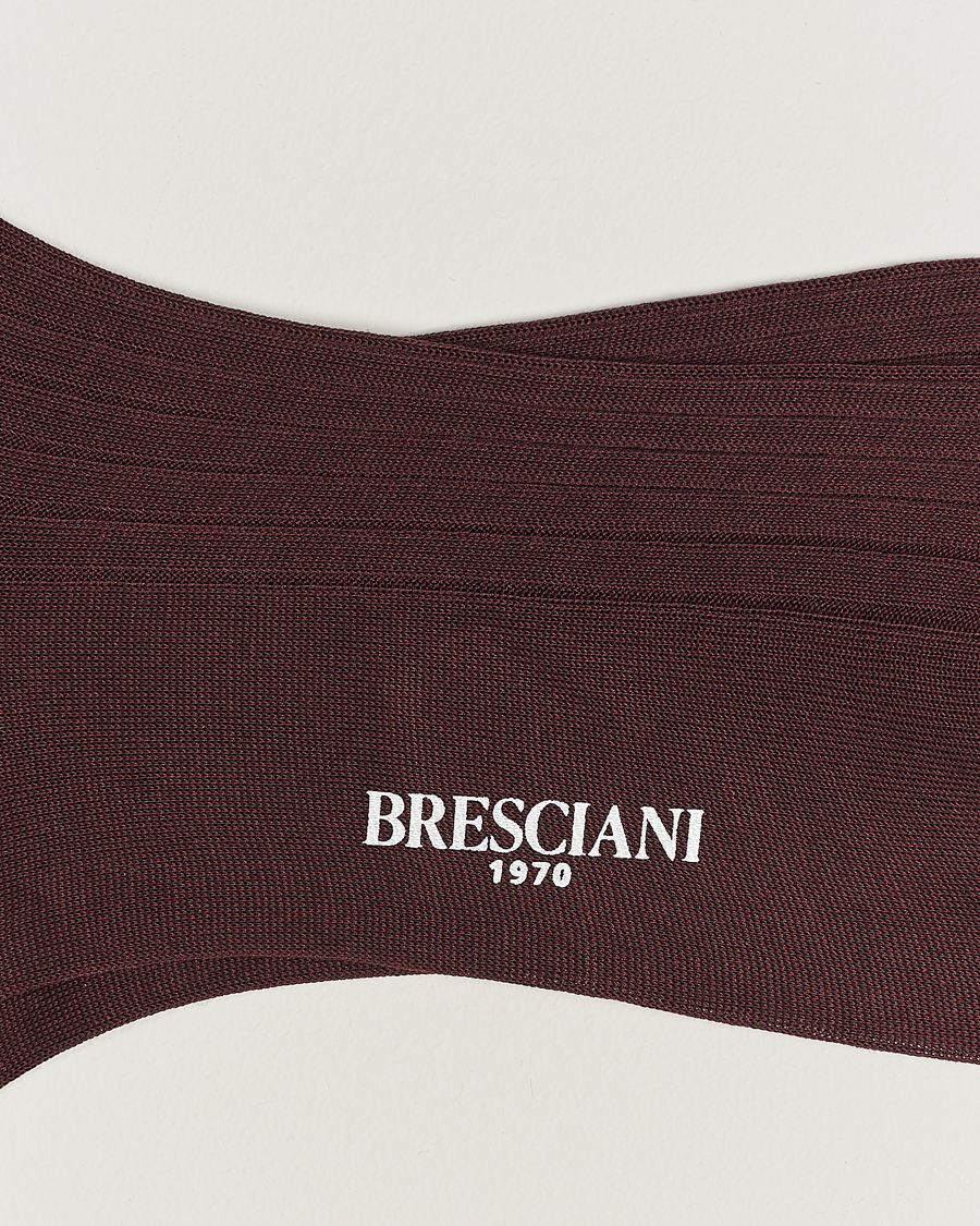 Herre | Undertøj | Bresciani | Cotton Ribbed Short Socks Burgundy