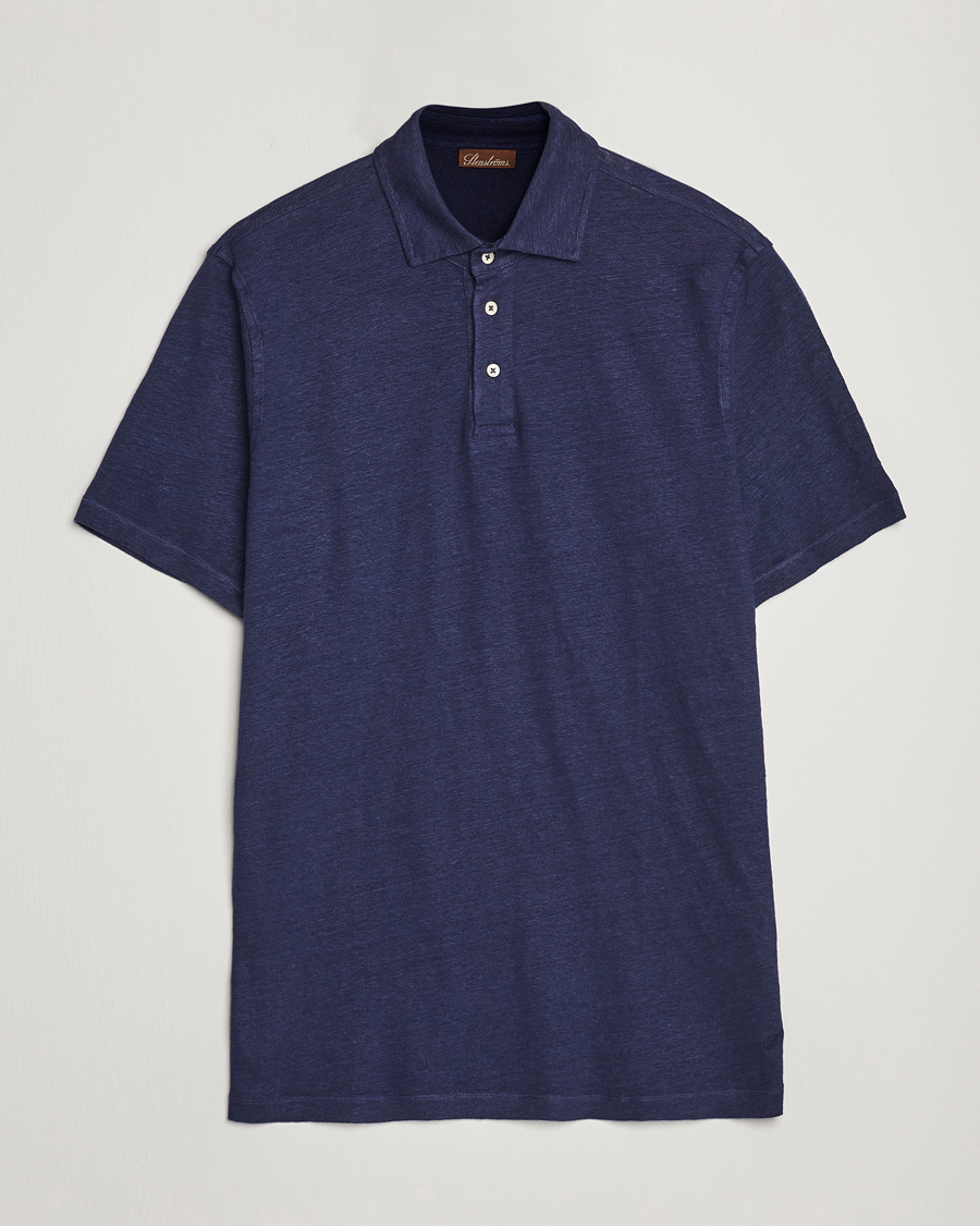 Herre | Polotrøjer | Stenströms | Linen Polo Shirt Navy