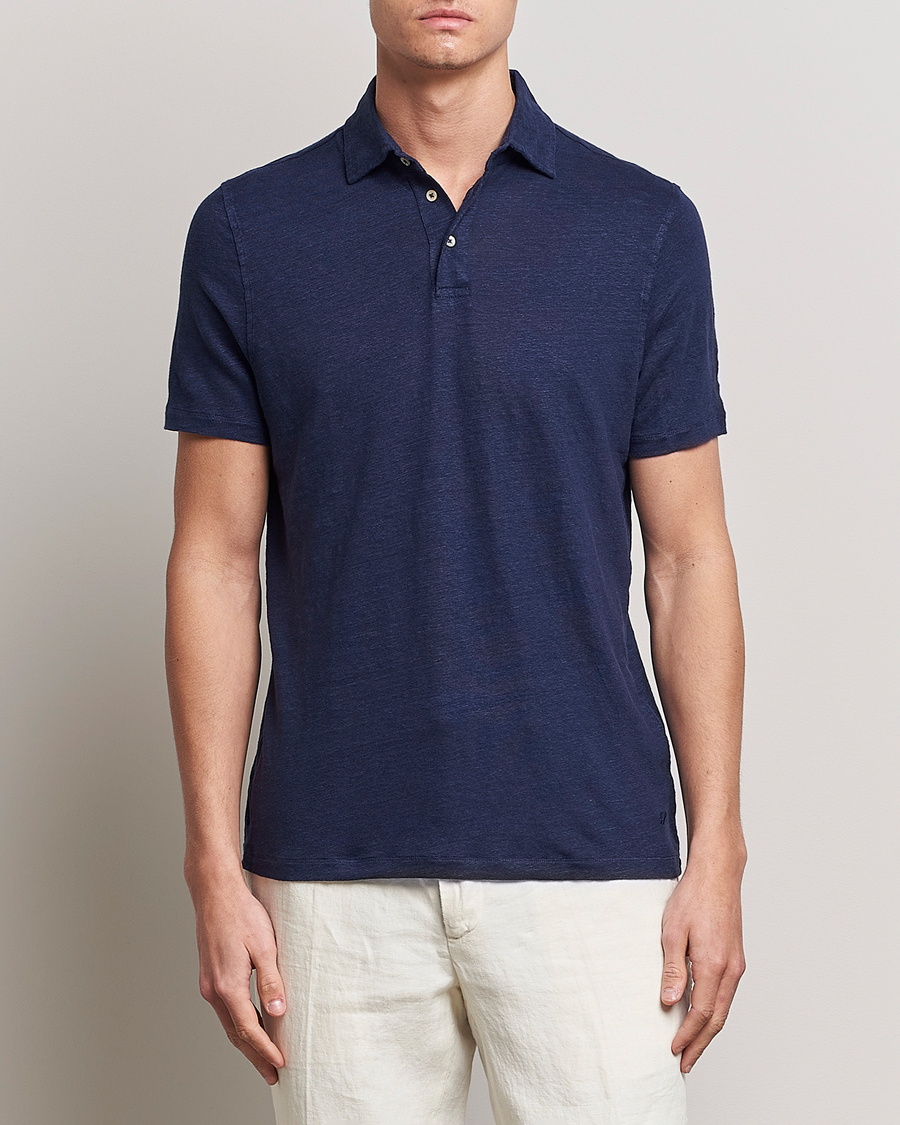 Herre | Polotrøjer | Stenströms | Linen Polo Shirt Navy
