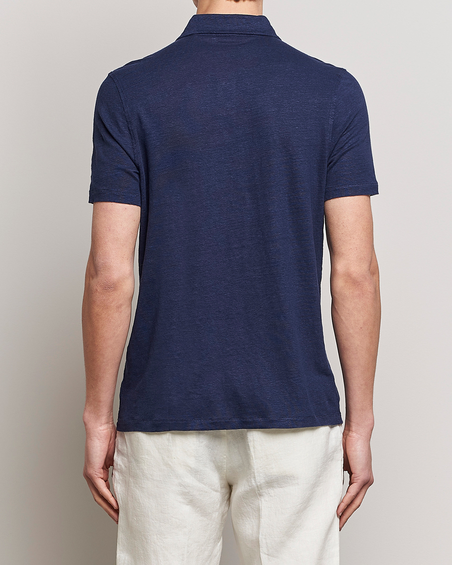 Herre | Polotrøjer | Stenströms | Linen Polo Shirt Navy