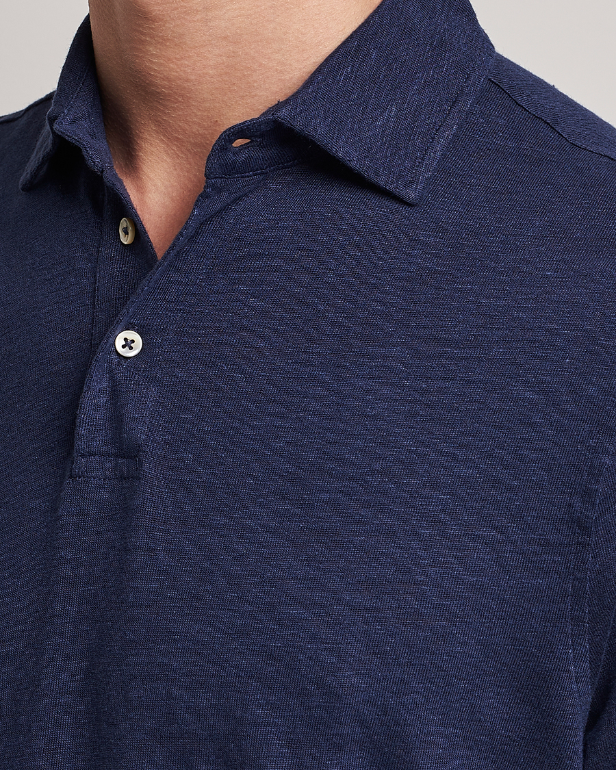 Herre | Polotrøjer | Stenströms | Linen Polo Shirt Navy