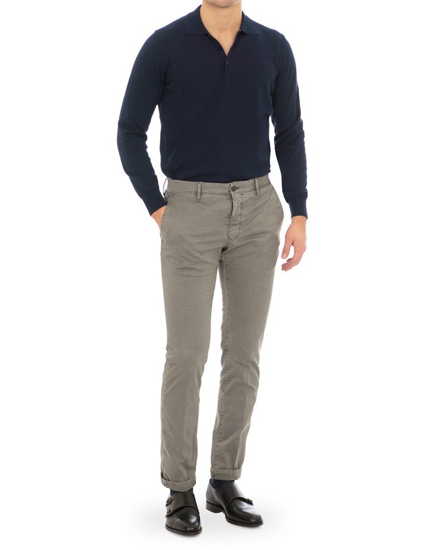 Herre | Trøjer | Canali | Cotton Knitted Long Sleeve Polo Navy