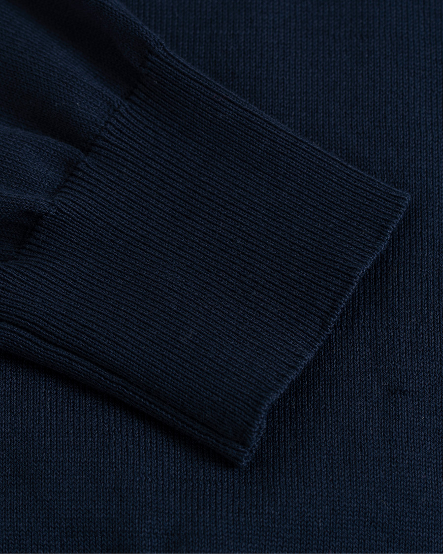Herre | Trøjer | Canali | Cotton Knitted Long Sleeve Polo Navy