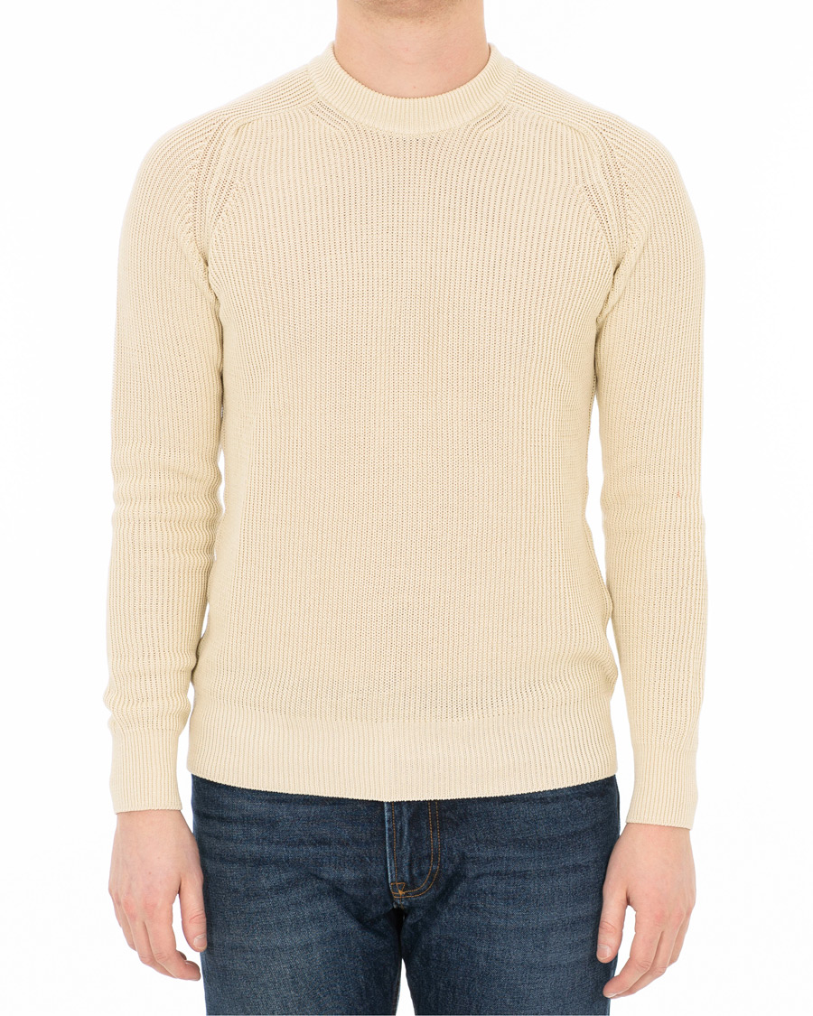 Herre | Trøjer | AMI | Fisherman Rib Crew Neck Sweater White