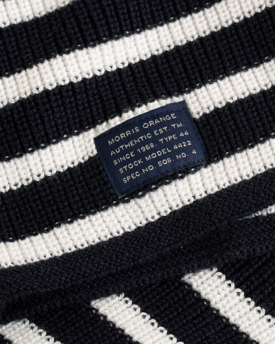 Herre | Trøjer | Morris | Calton Stripe O-Neck White/Navy