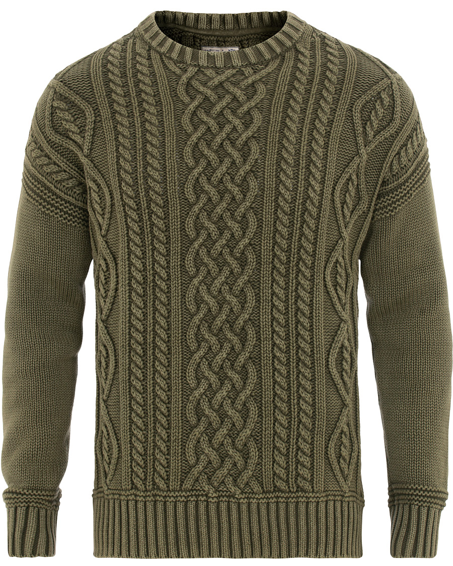 Herre | Trøjer | Morris | Cleve Cable O-Neck Washed Olive