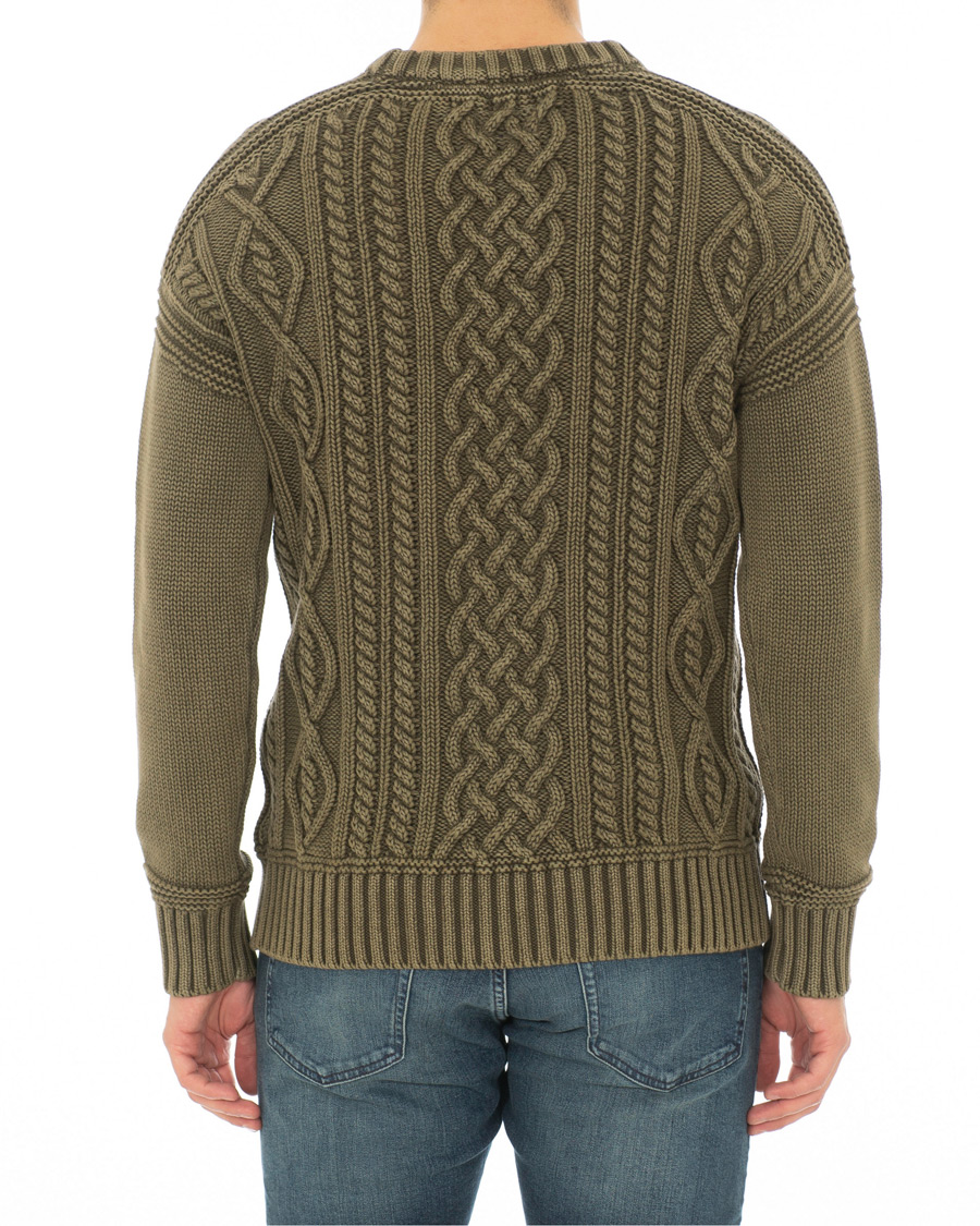 Herre | Trøjer | Morris | Cleve Cable O-Neck Washed Olive