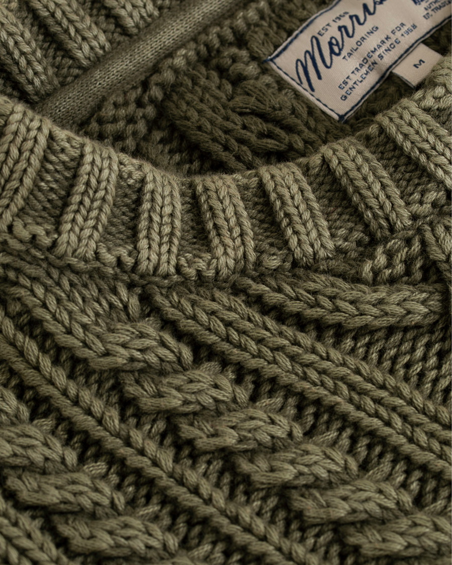 Herre | Trøjer | Morris | Cleve Cable O-Neck Washed Olive